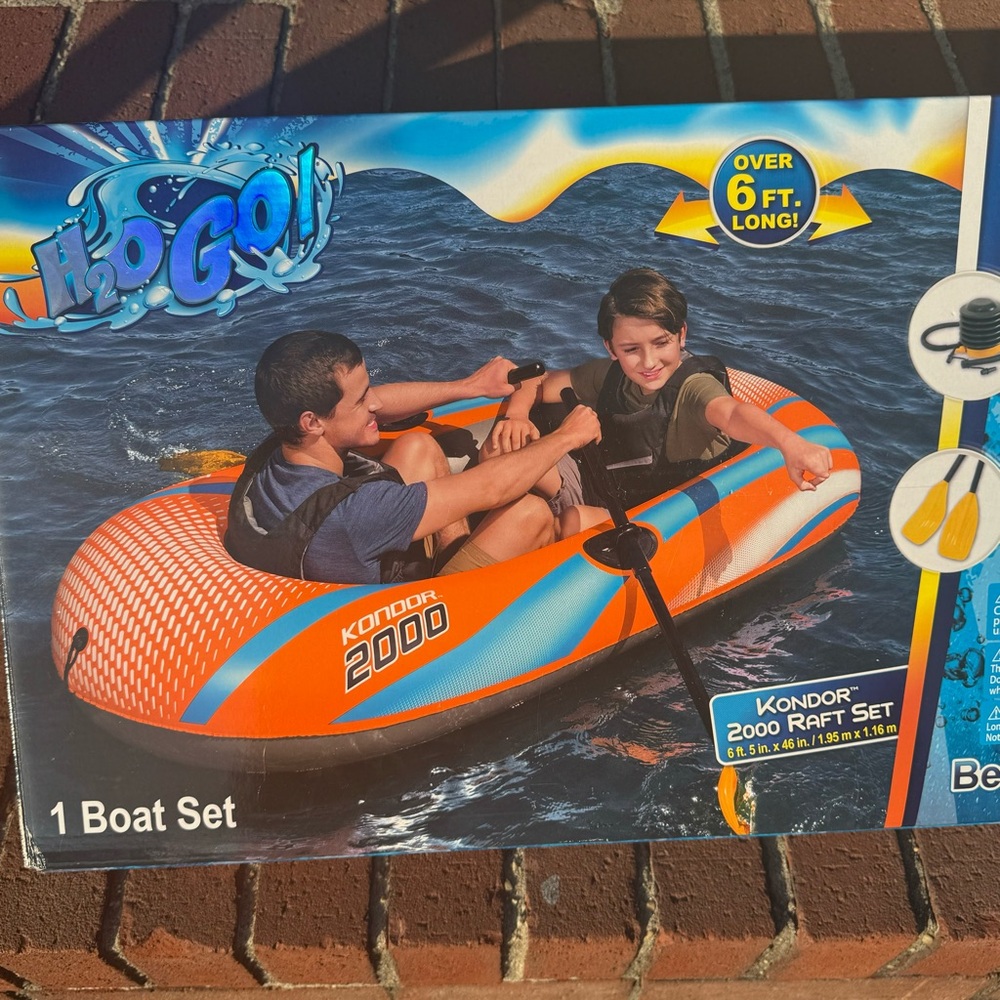 H2O GO Kondor 2000 Raft Set - 6'1" x 38" - Fits 1 Child 1 Adult, Water Sports - Picture 3 of 6